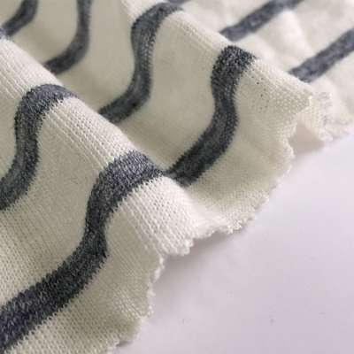 New fashion custom stripe design knit pure 100% flax linen tablecloth fabric