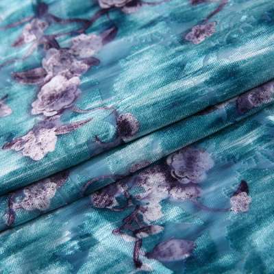 New style paper printing dress material burnout velvet fabric digital print